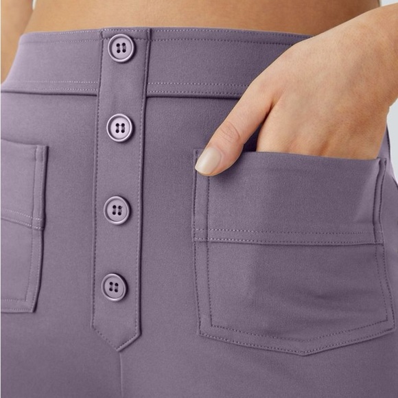 Halara High Waisted Button Multi Pockets Straight Leg office yoga Pants Med Tall - Picture 3 of 9